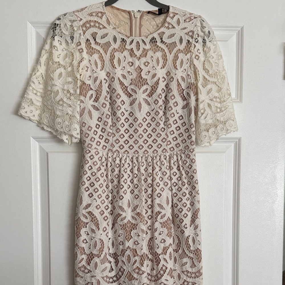 BCBGMaxAzria Cream Lace Midi Dress